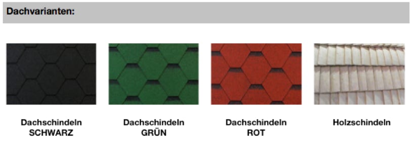 Varianten der Dachschindeln bei SISU-Saunafässern. 